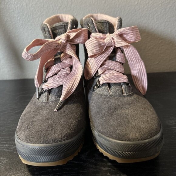 Keds Grey Wool Suede Lace Up Camp High Top Hiking Boots Pink Laces Size 8.5 NWOB - Picture 5 of 7